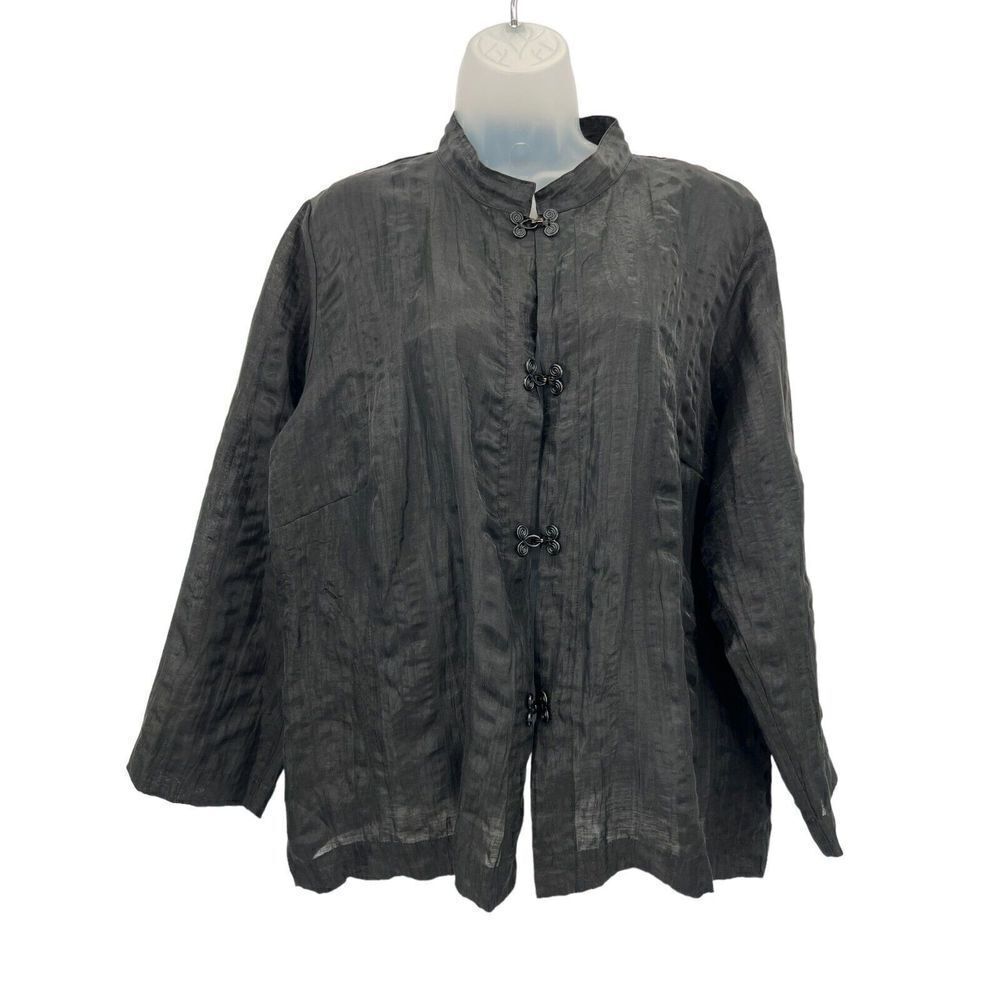 Citron Santa Monica Black Sz 0X Boxy Art to Wear Lagenlook Top Jacket